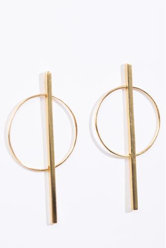 Brass Stick Within Circle Post Earring BRASS