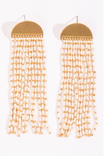 Ivory Gold Fringe Beaded Earring IVORY GOLD/BRASS