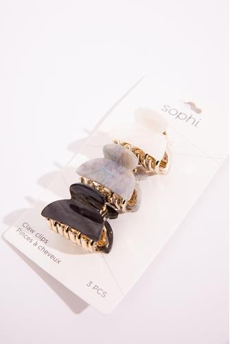 Small Claw Clips 3 Pack BLK/WHITE/GRAY