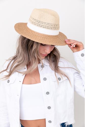 Mixed Straw Panama Hat WHITE