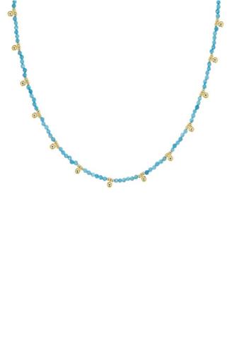 15" Semi Precious Choker with Gold Plate GOLD TURQOUISE