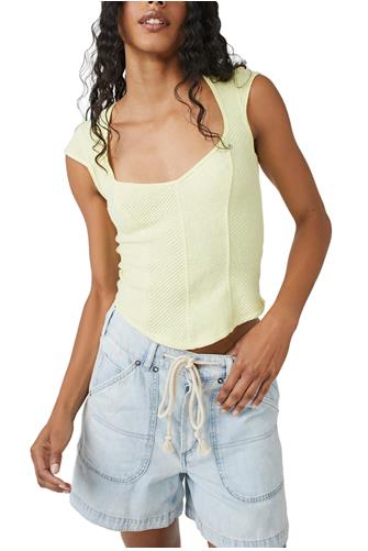 Boss Babe Ribbed Tee KEY LIME PIE