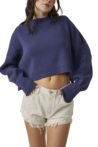 Easy Street Crop Sweater BLUE DEPTH
