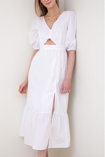 Rhode Cotton Poplin Midi Dress LINEN WHITE