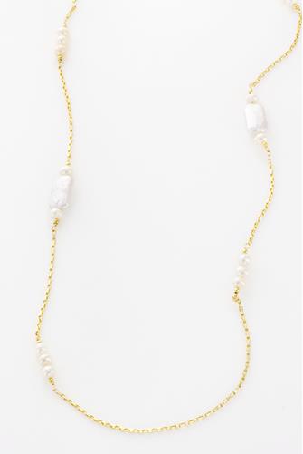 Long Gold And Pearl Necklace GOLD & PEARL