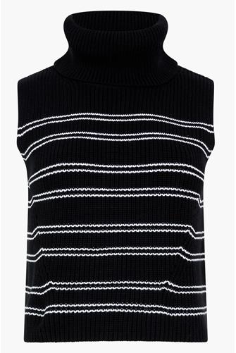 Mozart Stripe Sleeveless Sweater BLACK-WHITE