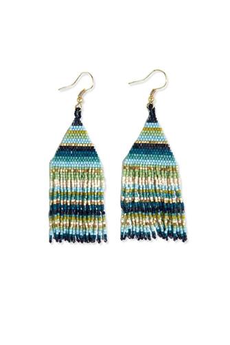 Mixed Blues Beaded Hanging Earrings MIXED BLUE