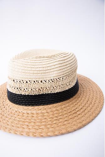 Mixed Straw Panama Hat BLACK