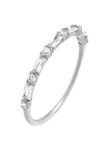 Thin Baguette Solitaire CZ Ring SIL