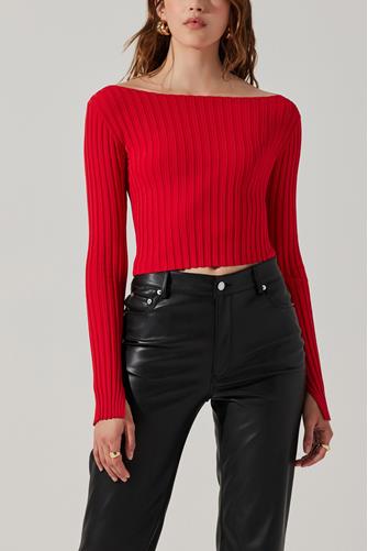 Alessandra Boatneck Rib Sweater RED