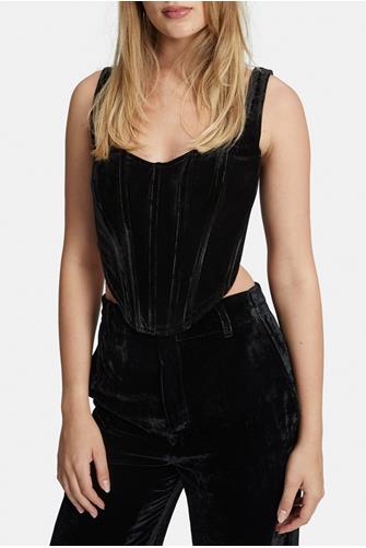 Fitted Velour Corset BLACK