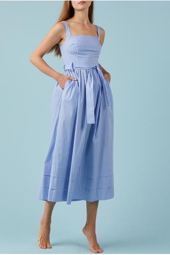 Michele Tie Waist Dress BLUE STRIPE