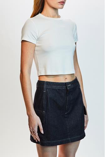 EmRata x AG Emily Slit Fit Short Sleeve Crew Tee EX-WHITE