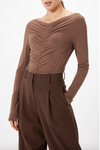 Leandre Ruched Top Brown