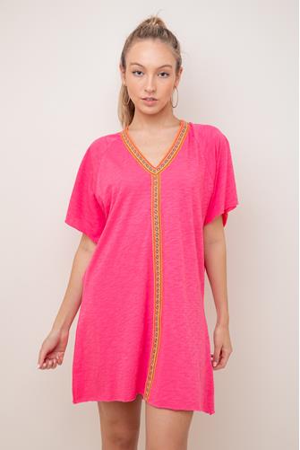 Pima Mini Abaya Tunic HOT PINK