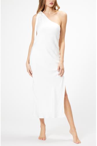 Leigh One Shoulder Dress WHITE