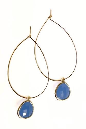 Teardrop Gem Dangle Gold - Blue