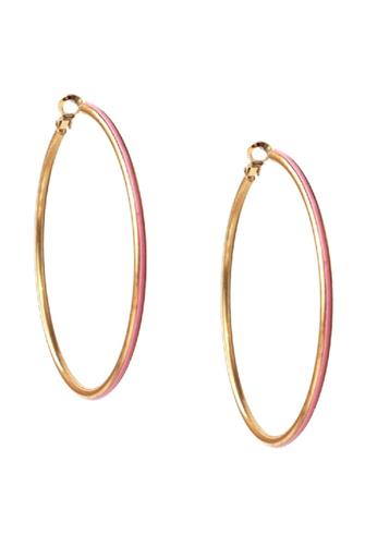 Thin Enamel Hoop Earring Gold Pink