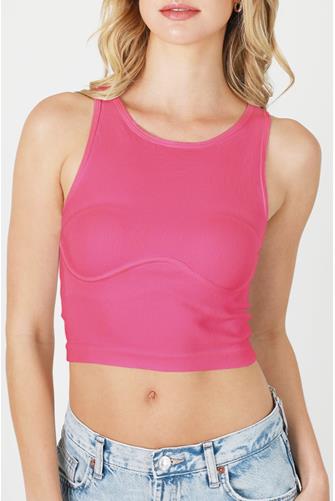High Neck Faux Wire Cami PINK COSMOS