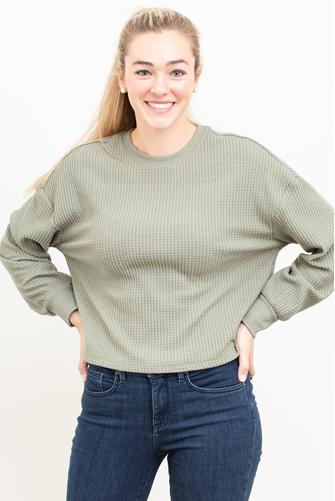 Sedona Waffle Long Sleeve Top GREEN