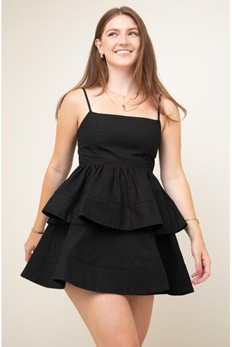 Vinici Ruffle Mini Dress BLACK