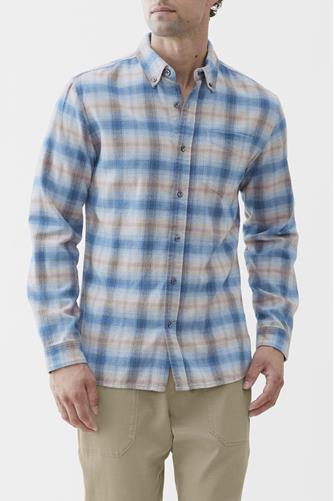 Brian 1 pocket Flannel Plaid Shirt blue heather plaid