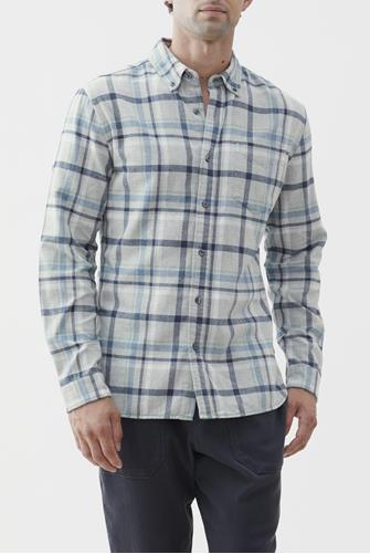 Brian 1 pocket Flannel Plaid Shirt heather grey plaid