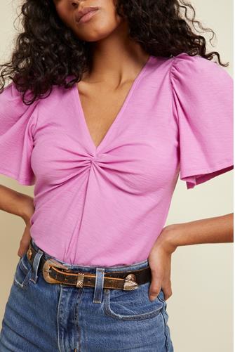 Dusty Twisted Flutter Sleeve Top PROM DATE