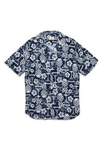 Billy S/S Pineapple Martini Rayon Shirt navy blazer