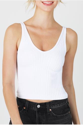 Wide Ribbed Tank Top WHITE