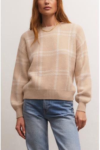 Jolene Plaid Sweater ALMOND