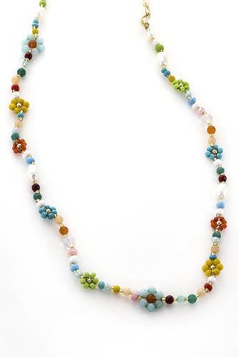 Gold Flower Beaded Necklace MX