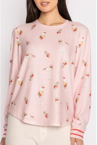 Cocktails Print Long Sleeve PINK DREAM