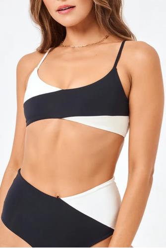 High Tide Color Block Cross Front Bralette BLACK MULTI