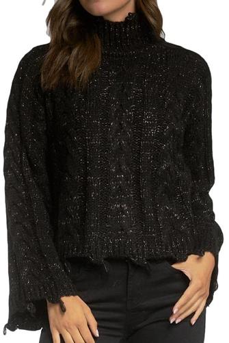 Cableknit Lurex Sweater BLACK
