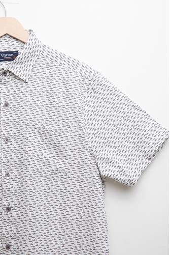 Short Sleeve 4-Way stretch Printed Shirt GREY