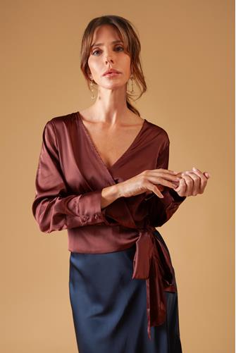 Wrap Front Blouse SOLID - SABLE