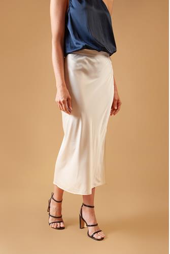Satin Midi Skirt With Slit CHAMPAGNE