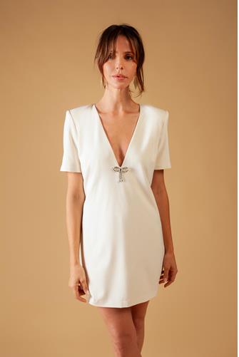 Bow Front Mini Dress WINTER WHITE