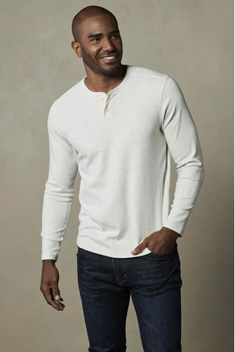 Puremeso Two Button Henley In Stone STONE