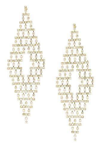 Knitted Diamond Crystal Drop Earring GOLD/CLEAR