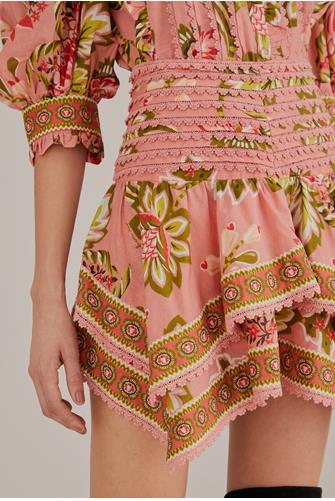Aura Floral Soft Pink Mini Skirt PINK MULTI