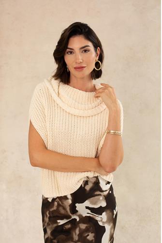 Cate Sleeveless Turtleneck Sweater CREAM