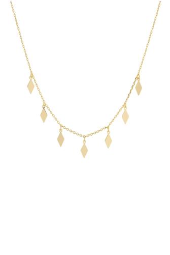 16" Diamond Shape Charm Necklace in Gold GOLD