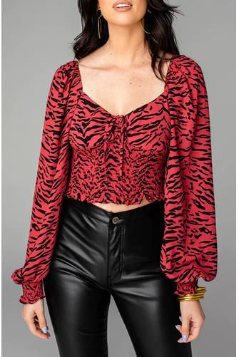 Isabelle Tigers Blood Long Sleeve Top RED MULTI -