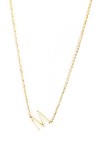 M Initial Necklace GOLD