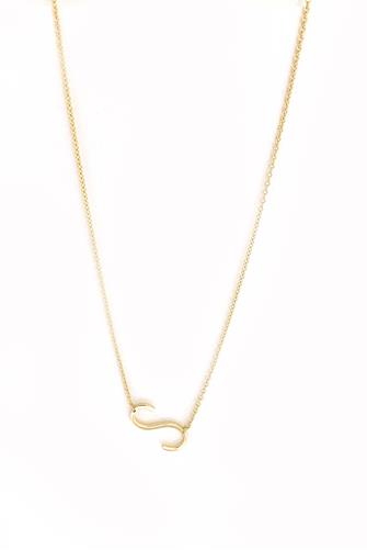 S Initial Necklace GOLD