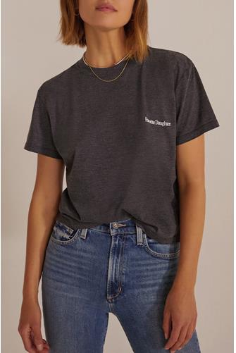 Favorite Daughter Cropped Logo Tee CHARCOAL