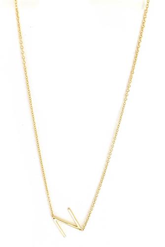 N Initial Necklace GOLD