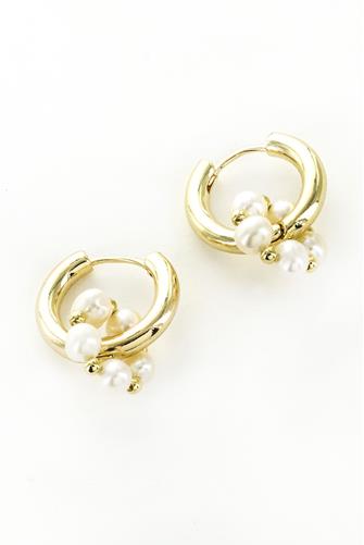 1 Earring Gold Hoop With Pearl GOLD WITH PEARL